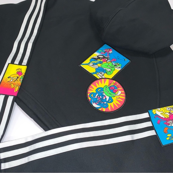 Adidas Originals x Jeremy Scott Women's Black Cropped Hoodie-Size L New - Picture 8 of 11